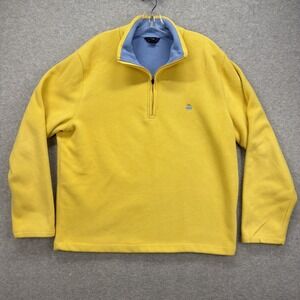 Brooks Brothers Fleece Pullover Mens Large Yellow Sweater 1/4 Zip Sweatshirt 346